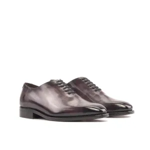 Ambrogio Bespoke Men's Shoes Aubergine Patina Leather Whole-cut Oxfords (AMB2367)