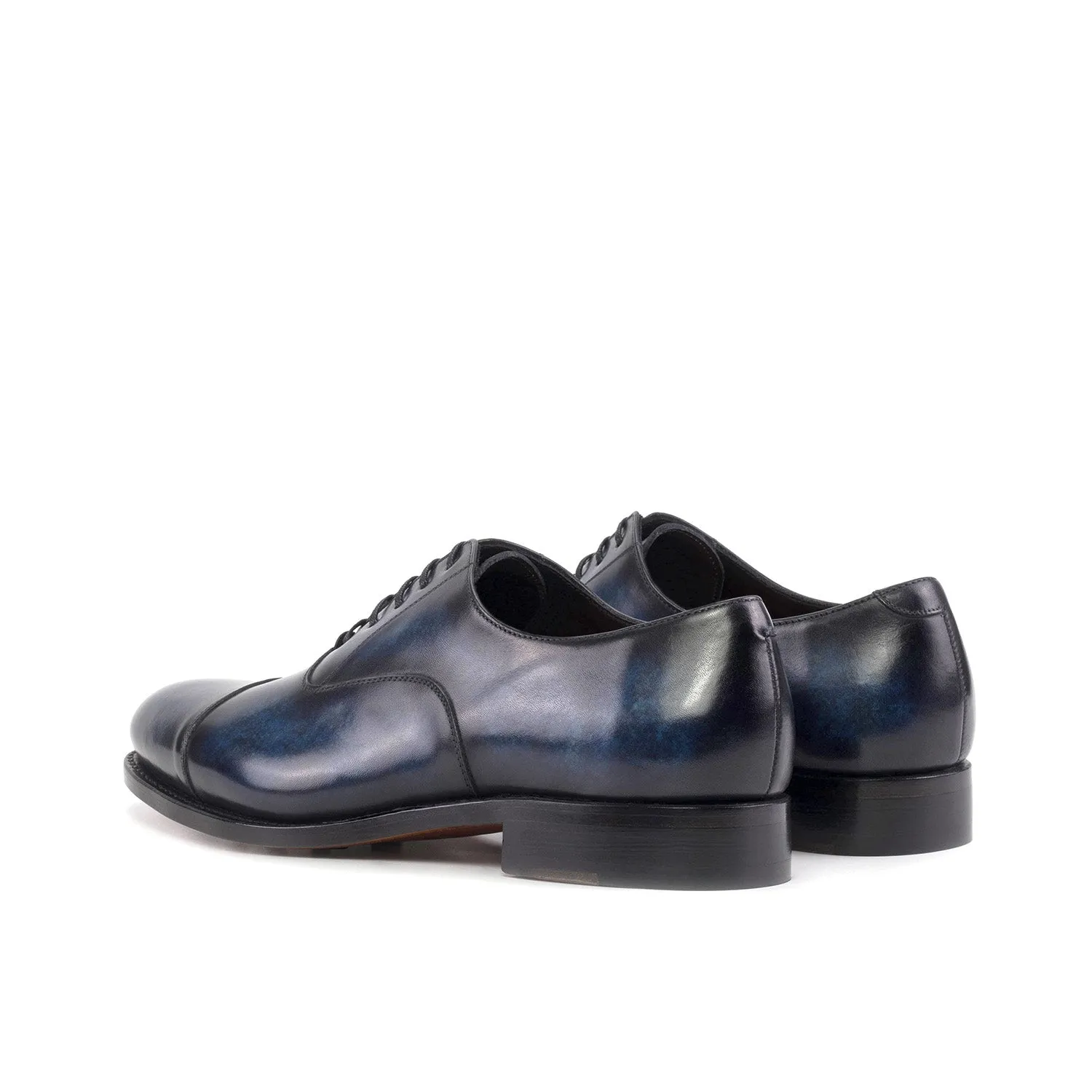 Ambrogio Bespoke Men's Shoes Denim Patina Leather Cap-Toe Oxfords (AMB2455)