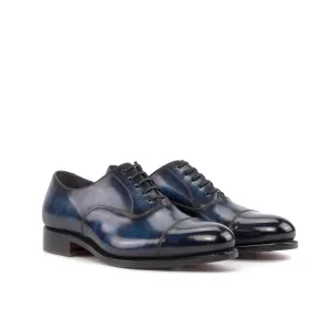 Ambrogio Bespoke Men's Shoes Denim Patina Leather Cap-Toe Oxfords (AMB2455)