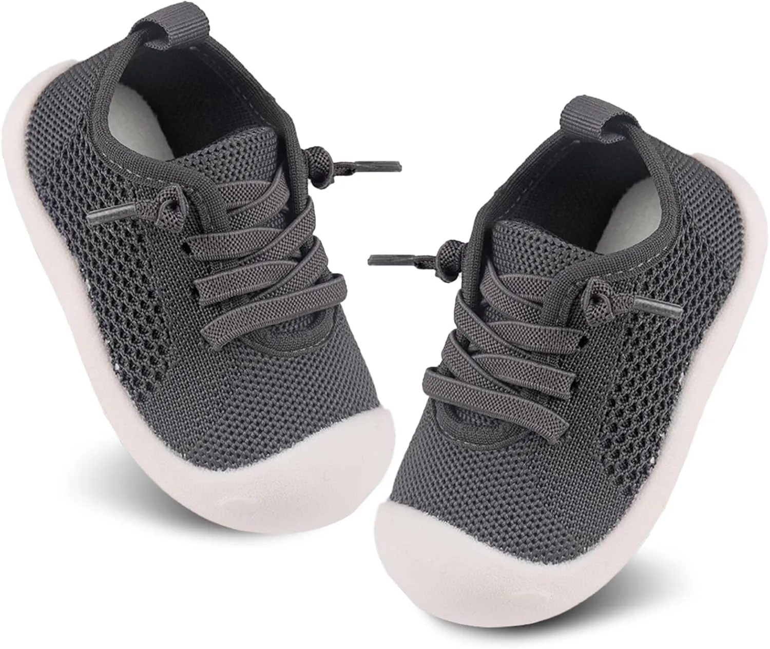 Baby Girl&Boy Toddler First Walking Shoes 6-12 Months Size 3 Black Barefoot Slip On Wide Toe Box Shoes Soft Footmates Casual Tennis Indoor Flexible Learning to Walk Rubber Sneakers