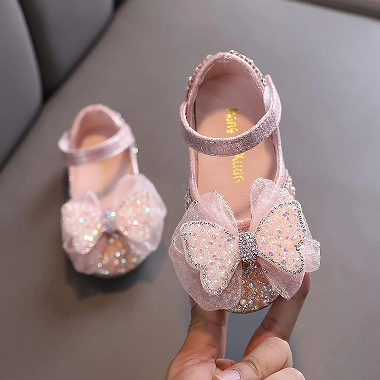 Boot 7 Summer Girls Dance Shoes Princess Dress Performance Shoes Pearl Sequin Ribbon Bow Light Solid Color Elegant and