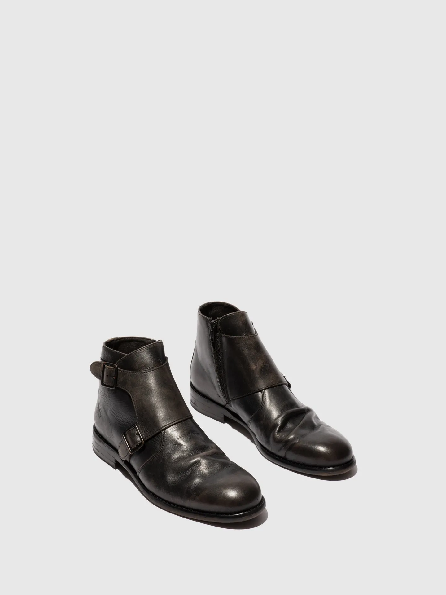 Buckle Ankle Boots WUOL142FLY WASHED BLACK