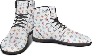Butterflies Pattern High Top Zero-Drop Barefoot Shoes, Wide Toe Shoes for Men - Rubber Sole Running Shoes
