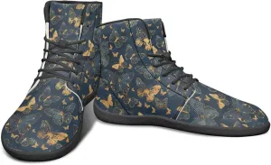 Butterflies Pattern High Top Zero-Drop Barefoot Shoes, Wide Toe Shoes for Men - Rubber Sole Running Shoes