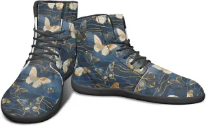 Butterflies Pattern High Top Zero-Drop Barefoot Shoes, Wide Toe Shoes for Men - Rubber Sole Running Shoes