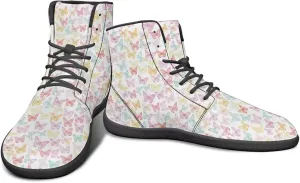 Butterflies Pattern High Top Zero-Drop Barefoot Shoes, Wide Toe Shoes for Men - Rubber Sole Running Shoes