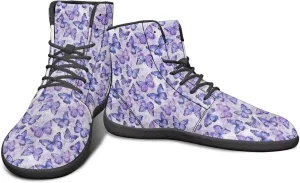 Butterflies Pattern High Top Zero-Drop Barefoot Shoes, Wide Toe Shoes for Men - Rubber Sole Running Shoes