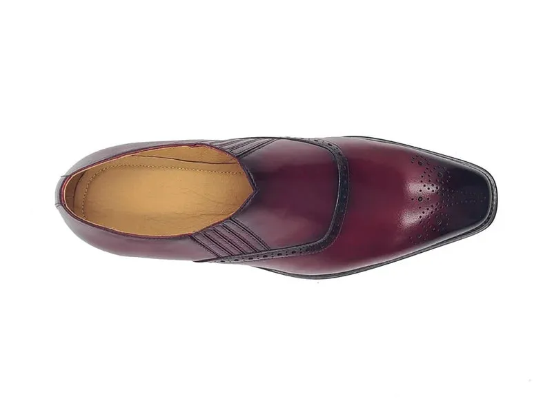 Carrucci Burgundy Slip-on Genuine Leather Loafer with Medallion Style No: KS509-26
