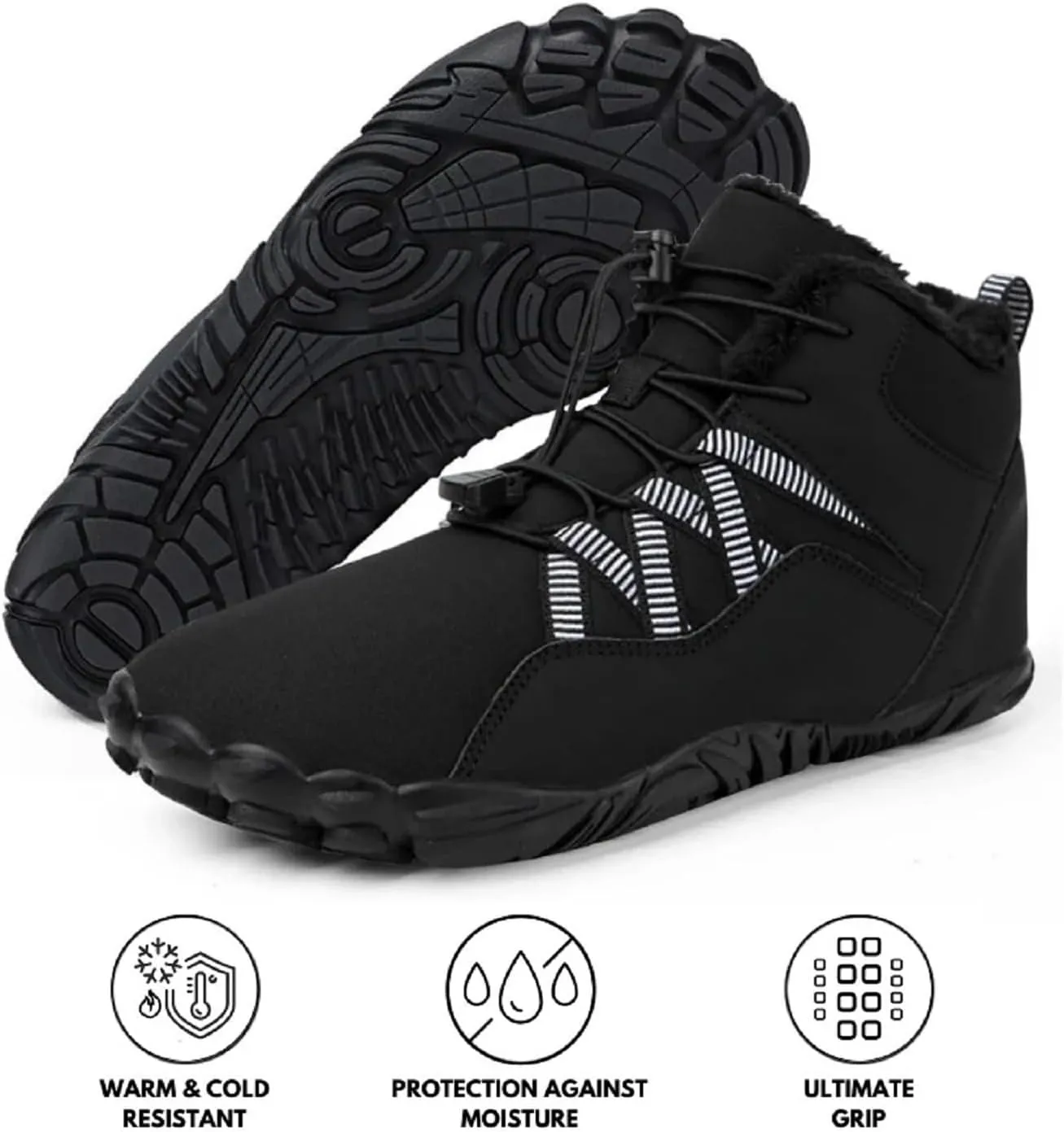 Carter Elite HF Non - Slip, Flexible Winter Barefoot Boots, Wide Toe Box, Lightweight Minimalist Zero Drop Sole, Breathable Upper Material Unisex