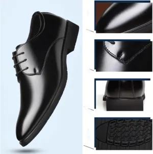 Classic Business Pointed Toe Leather Shoes Men's Luxury Lace-up Dress Shoes Elegant Wedding Prom Non-Slip Oxford