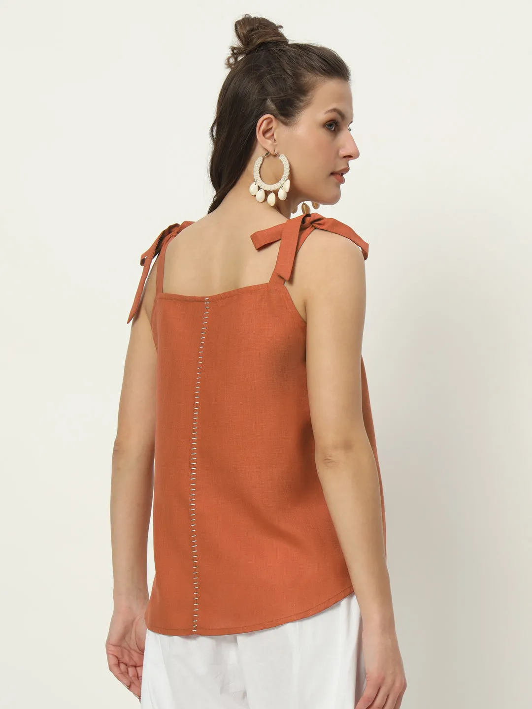 Cotton Embroidered Tie-up Top
