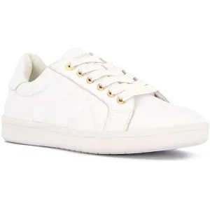 Dune Excited Ladies White Leather Lace Up Trainers