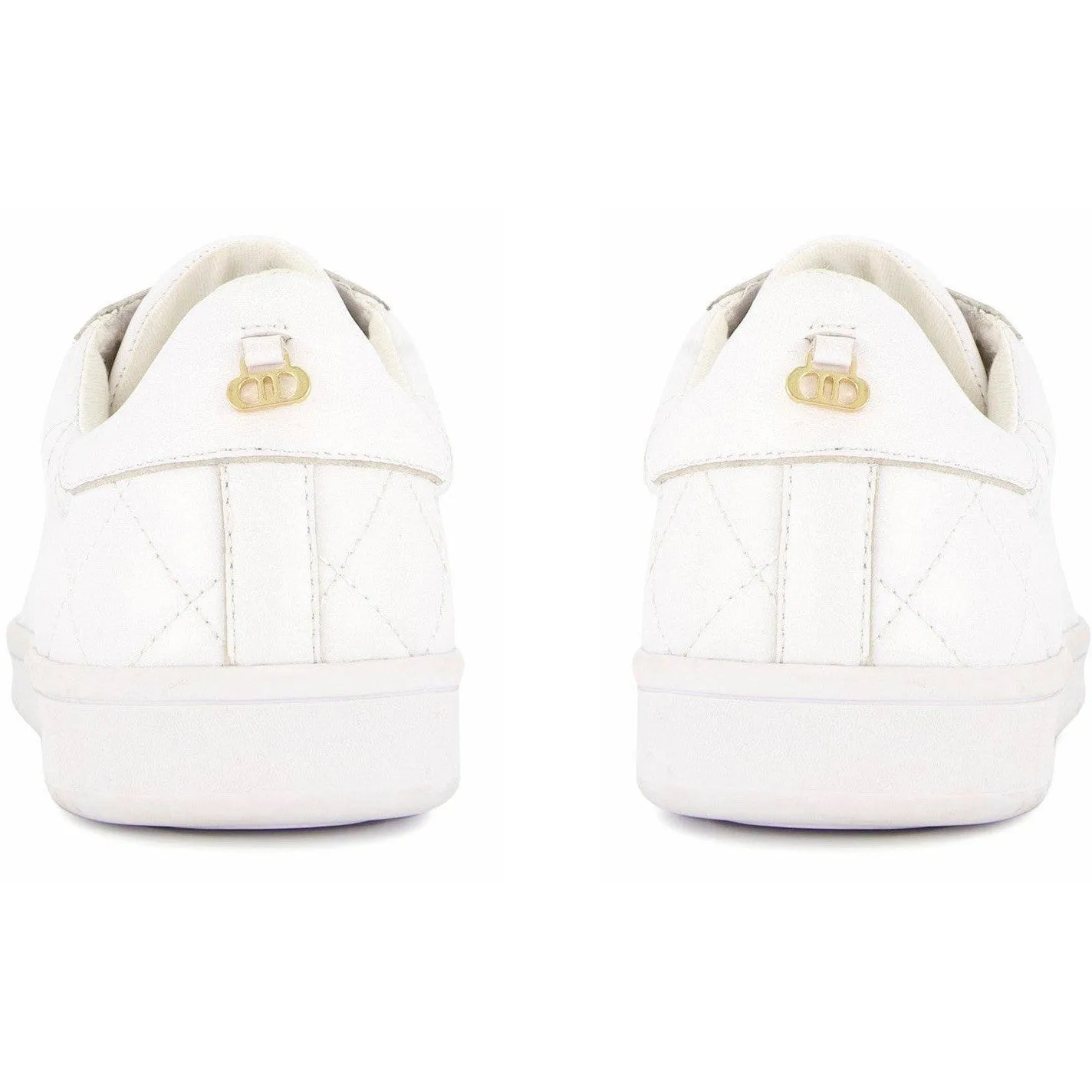 Dune Excited Ladies White Leather Lace Up Trainers