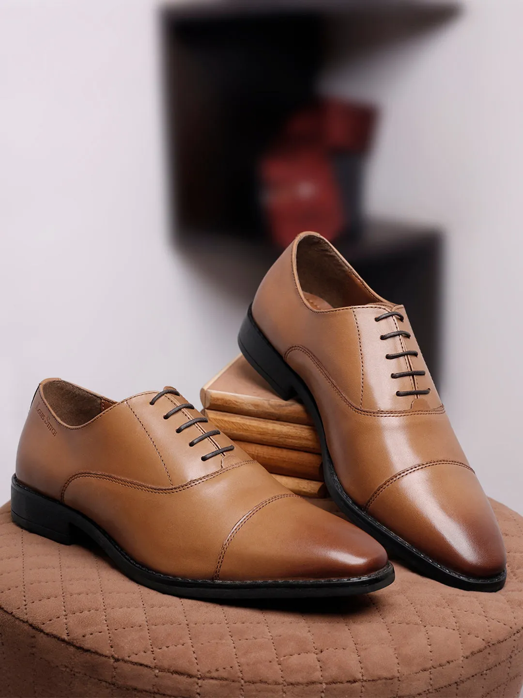 Egyptian Crust Leather Derby British Tan Shoes for Men
