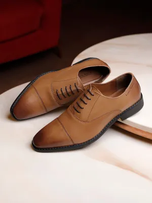 Egyptian Crust Leather Derby British Tan Shoes for Men