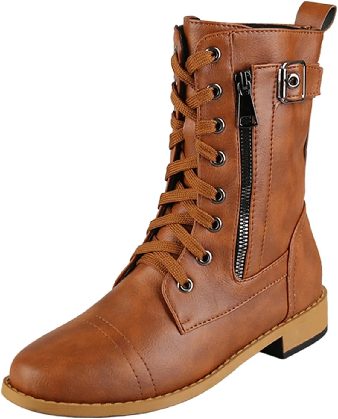 Fall Boots for Women 2024 Ankle Brown Booties Women Ladies Booties Ankle Boots Hiking Shoes Women Soft Sole Fashion Lace-up Round Toe Comfortable Low Heel