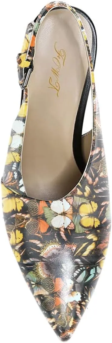 FOWT Spring Two Toned Patchwork Snakeskin Slingback Buckle Strap Black Pumps for Woman Elegant Pointed Toe 3 Inches High Heels Concise Casual Daily Dressy Shoes, US Size 4-16 M