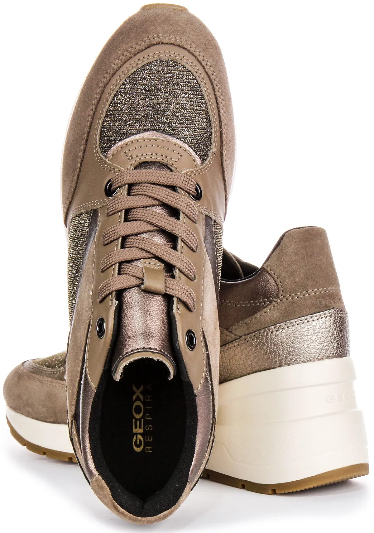 Geox D Zosma A In Taupe Platform Sneakers For Women