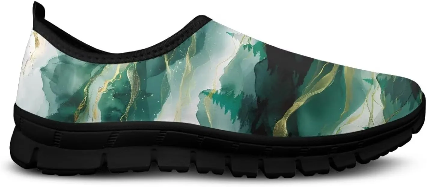 GOSTONG Floral Art Sneakers for Women Comfy Soft Sole Non Slip Walking Sneakers for Outdoor Travel Easy Slip on Lightweight Indoor Loafers Black US 5.5-11.5