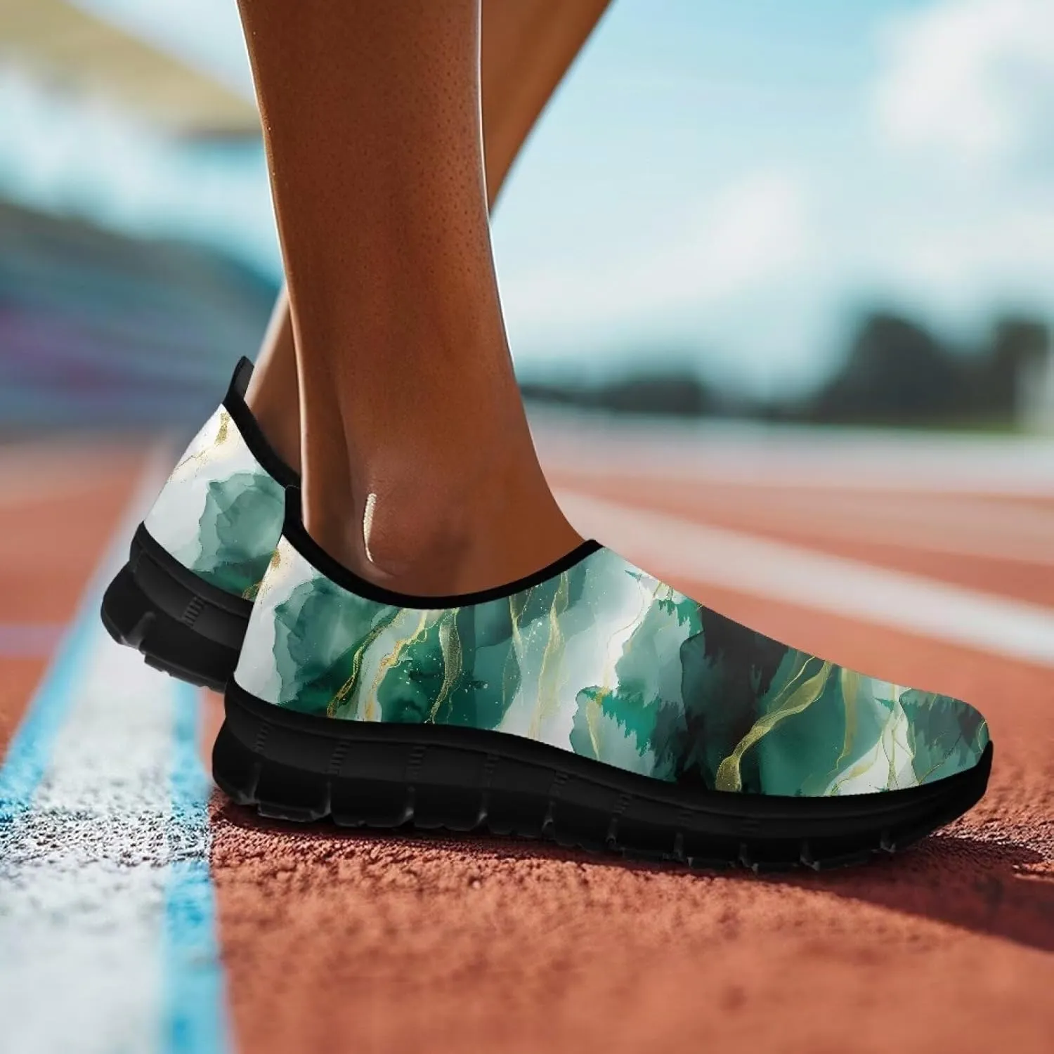 GOSTONG Floral Art Sneakers for Women Comfy Soft Sole Non Slip Walking Sneakers for Outdoor Travel Easy Slip on Lightweight Indoor Loafers Black US 5.5-11.5