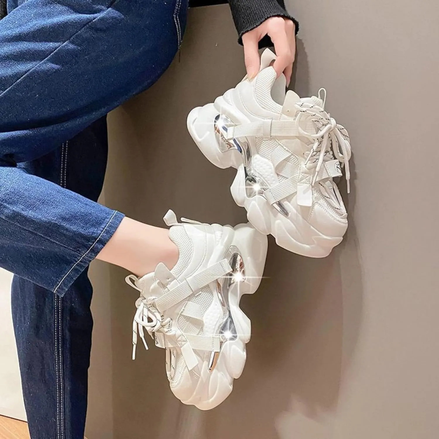 Height-Increased Platform Shoes - Chunky Sneakers for Women, Trendy Platform Dad Shoes, Aesthetic Shoes, Casual Footwear