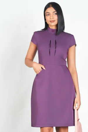 High Neck Knee Length Dress