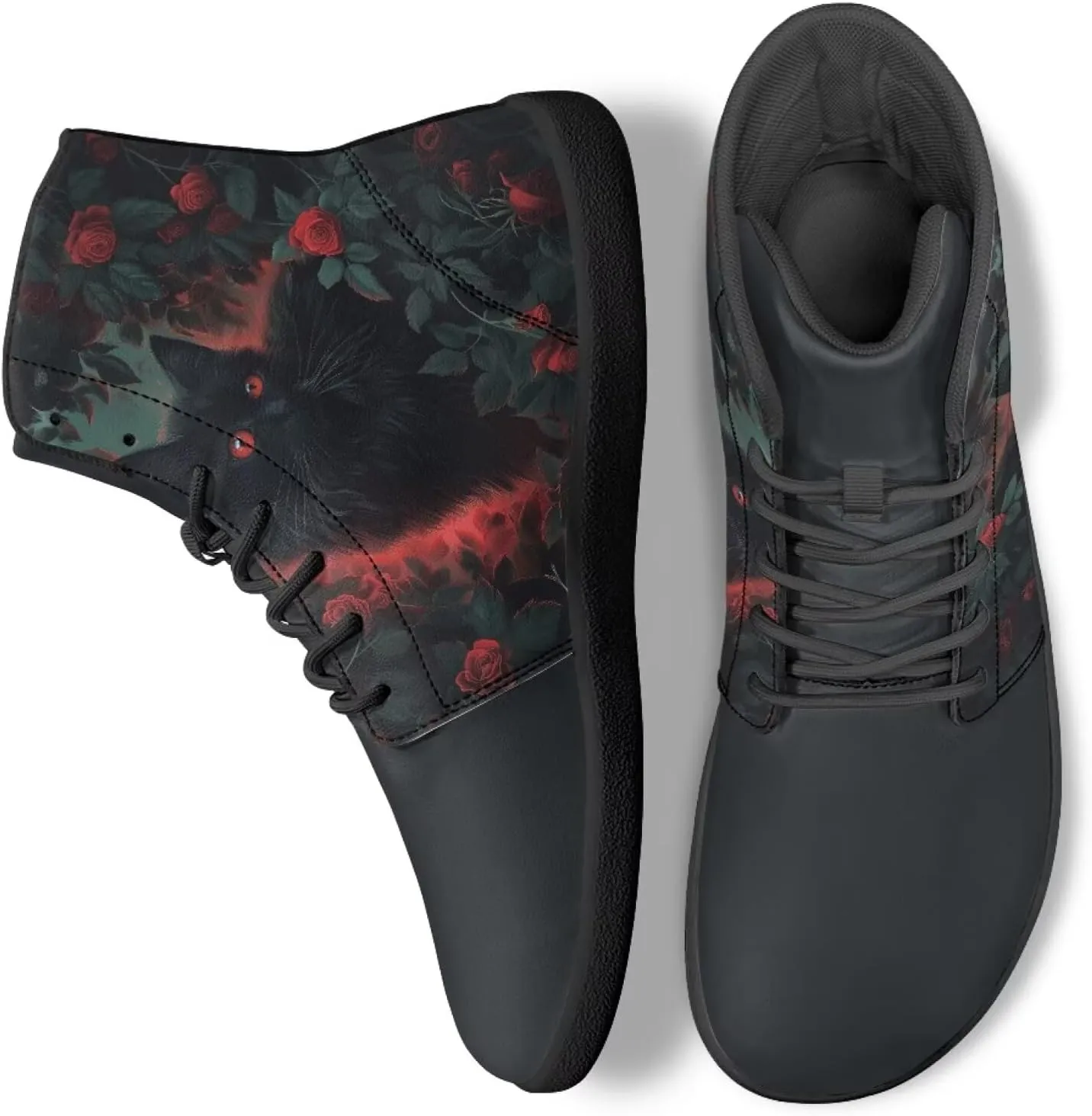 High Top Animal Design Barefoot Shoes Men, Wide Toe, Rubber Sole Sneakers for Running & Zero-Drop Shoes with Ground Feel