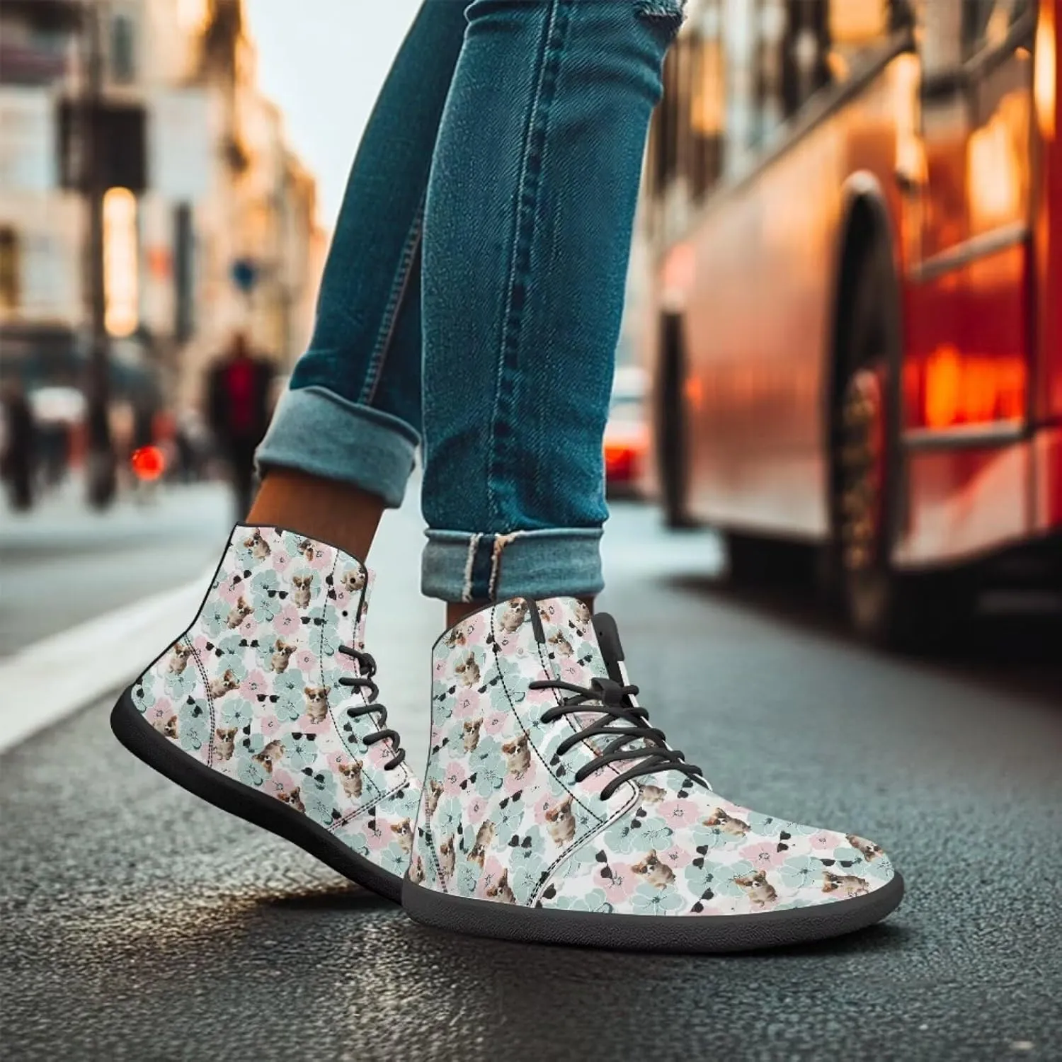 High Top Animal Design Barefoot Shoes Men, Wide Toe, Rubber Sole Sneakers for Running & Zero-Drop Shoes with Ground Feel