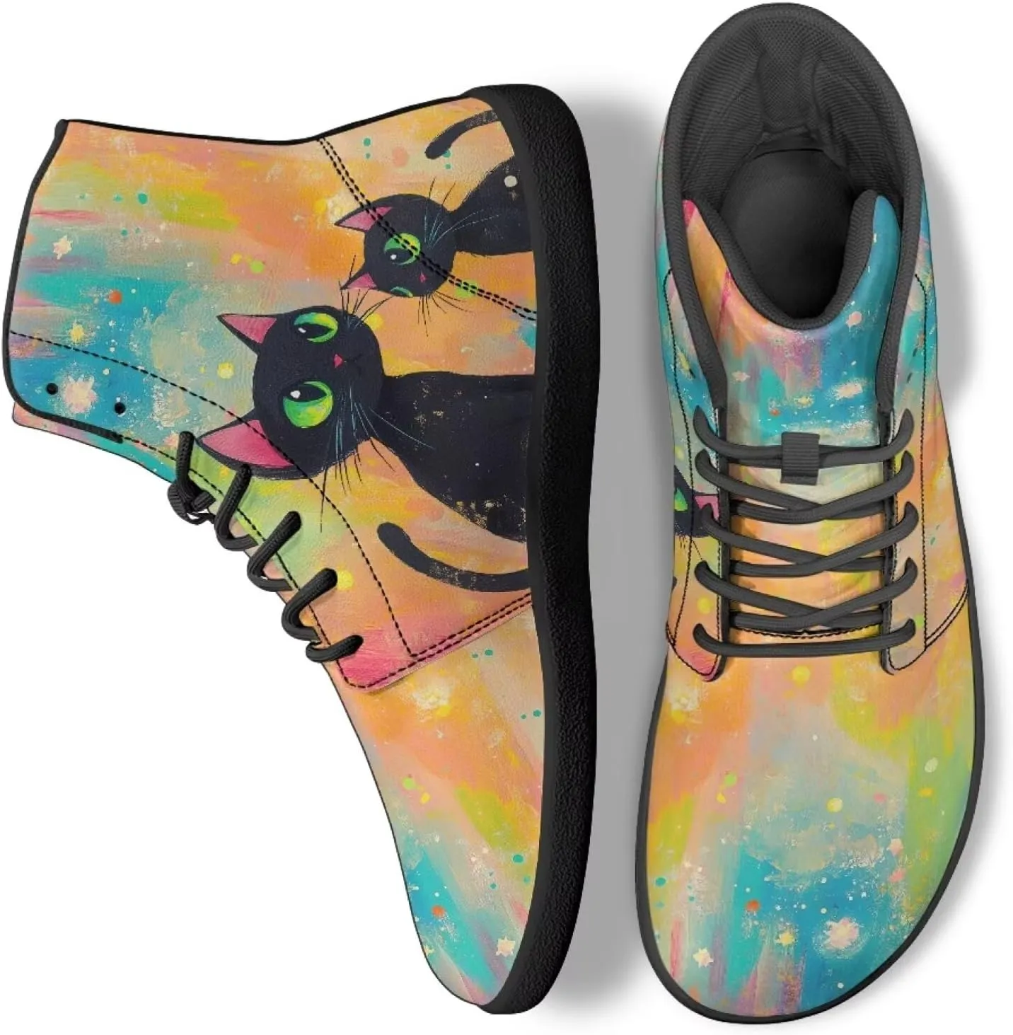 High Top Animal Design Barefoot Shoes Men, Wide Toe, Rubber Sole Sneakers for Running & Zero-Drop Shoes with Ground Feel