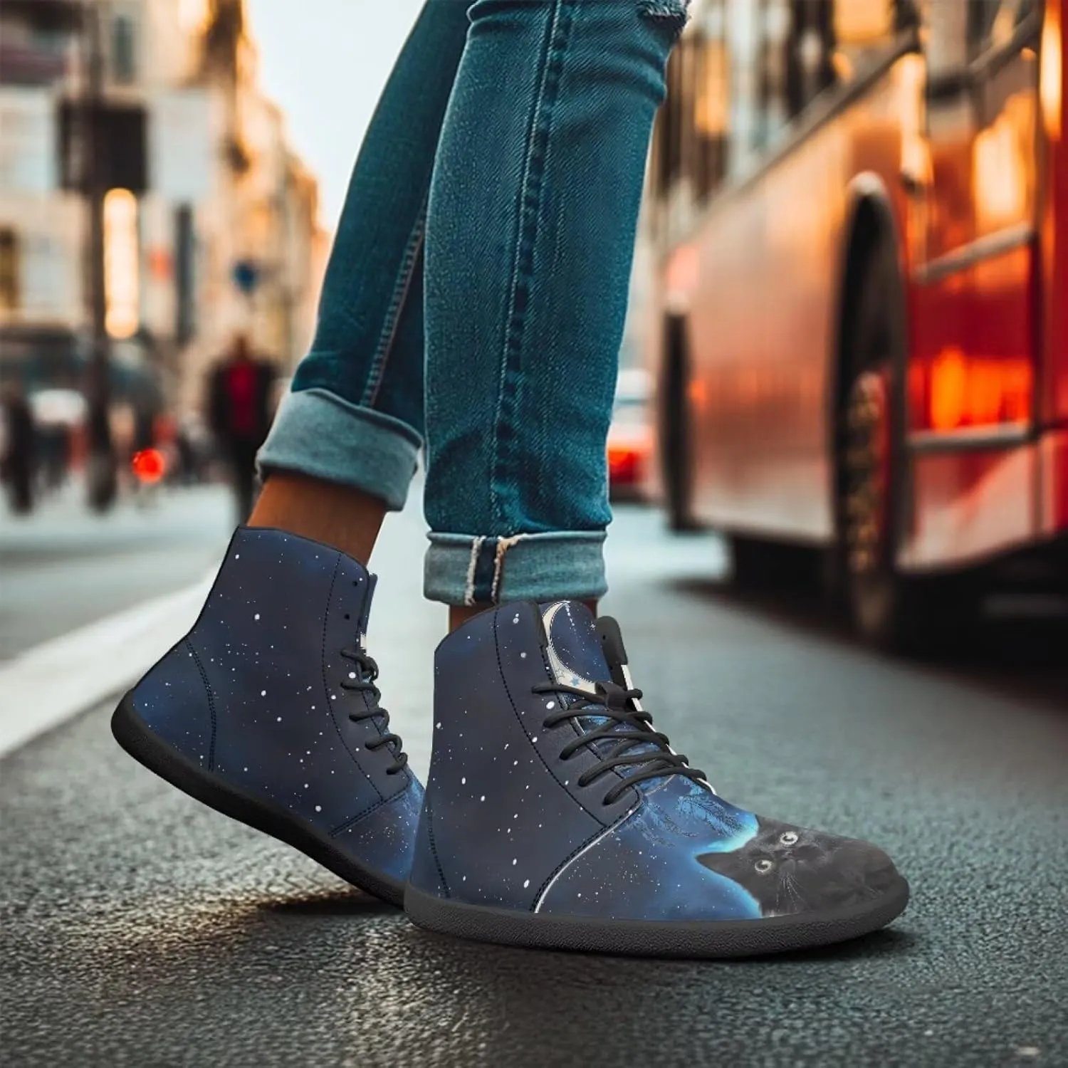 High Top Animal Design Barefoot Shoes Men, Wide Toe, Rubber Sole Sneakers for Running & Zero-Drop Shoes with Ground Feel