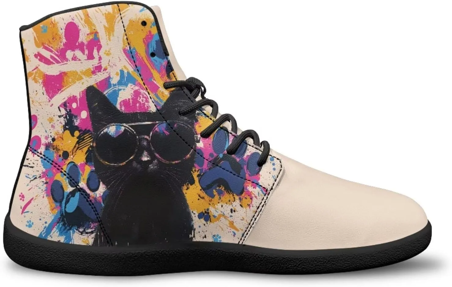 High Top Animal Design Barefoot Shoes Men, Wide Toe, Rubber Sole Sneakers for Running & Zero-Drop Shoes with Ground Feel