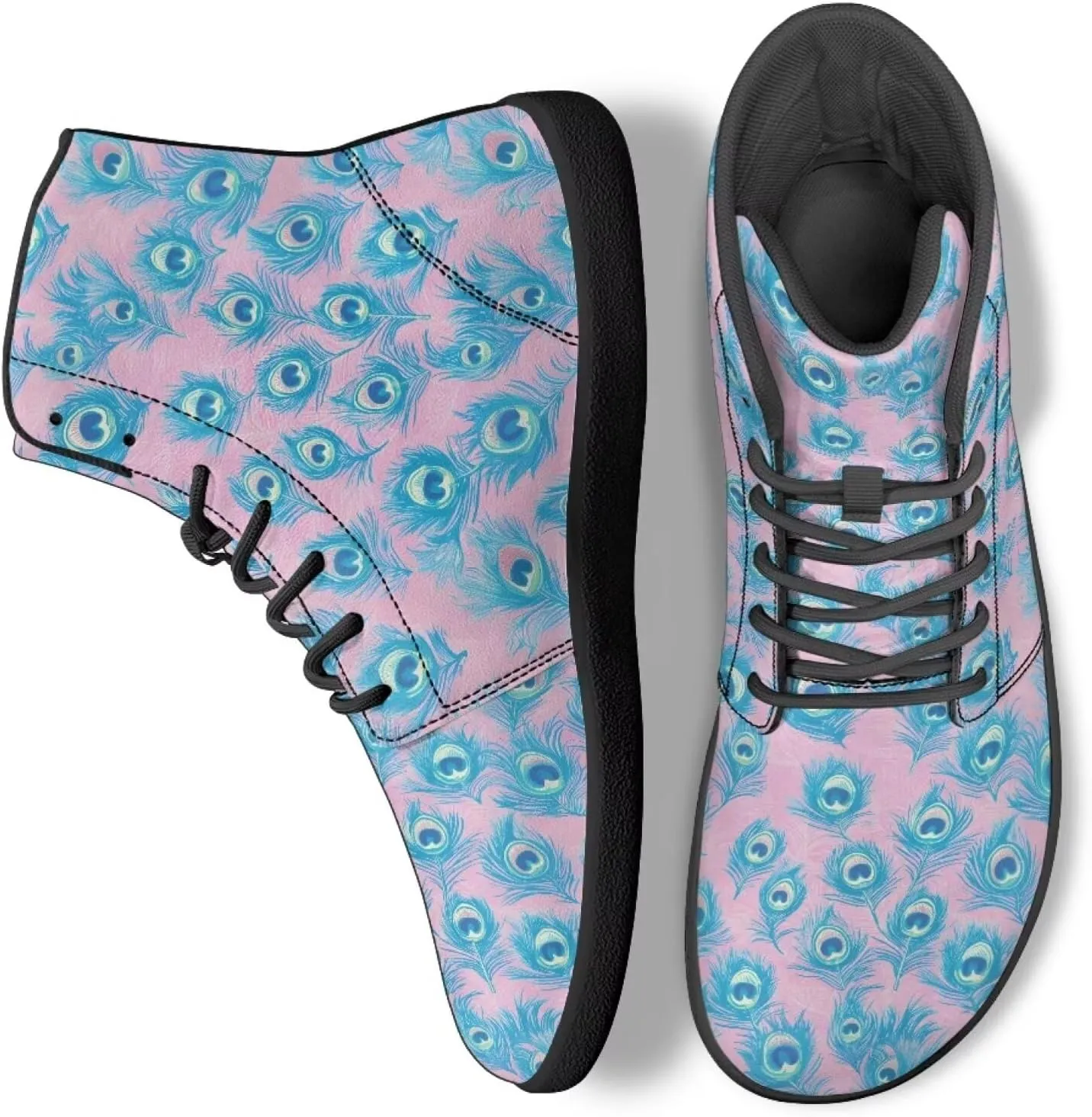 High Top Animal Design Barefoot Shoes Men, Wide Toe, Rubber Sole Sneakers for Running & Zero-Drop Shoes with Ground Feel