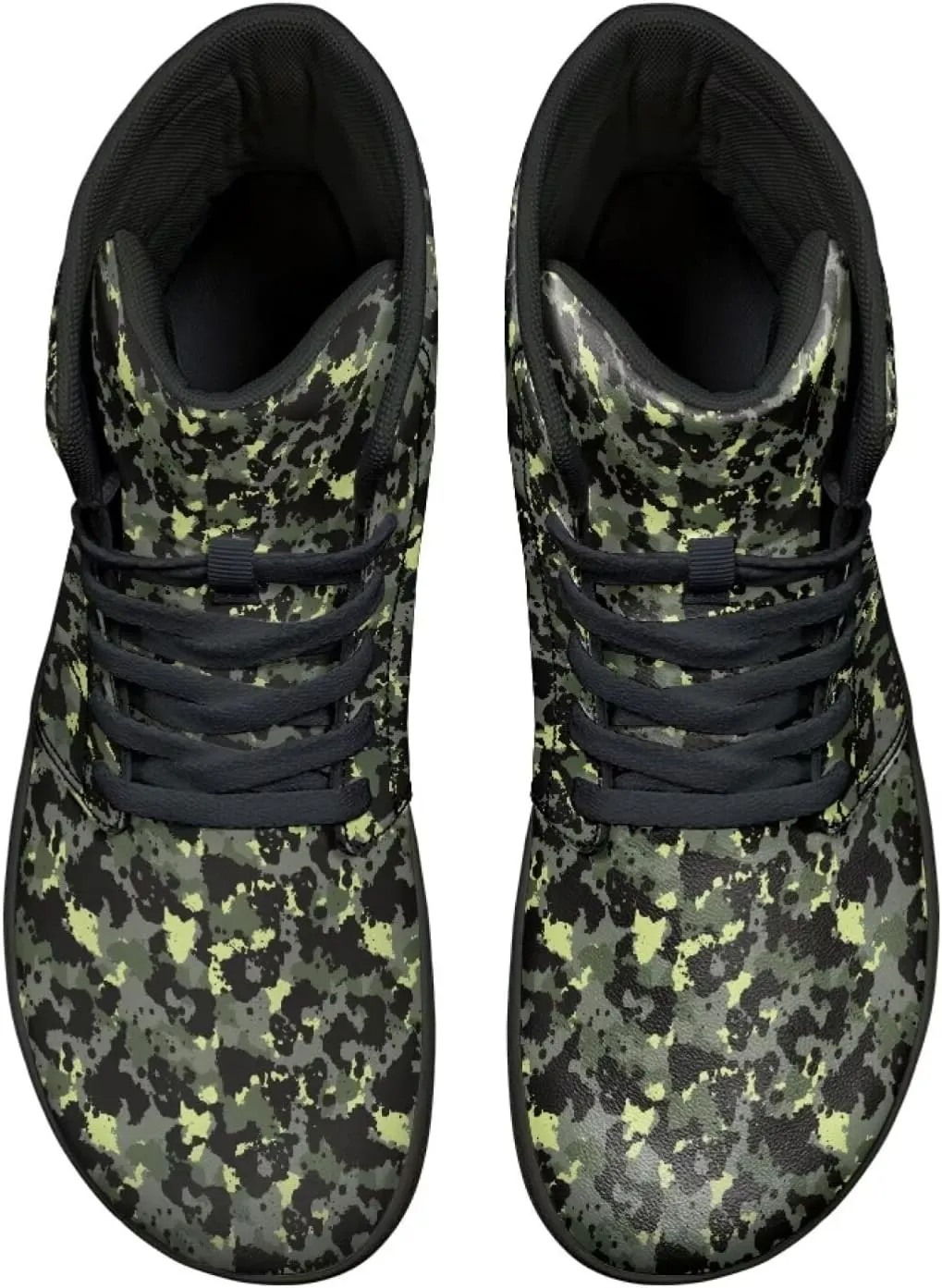 High Top Camo Design Barefoot Shoes for Men - Grounded Footwear, Barefoot Boots, Zero Drop Running Shoes