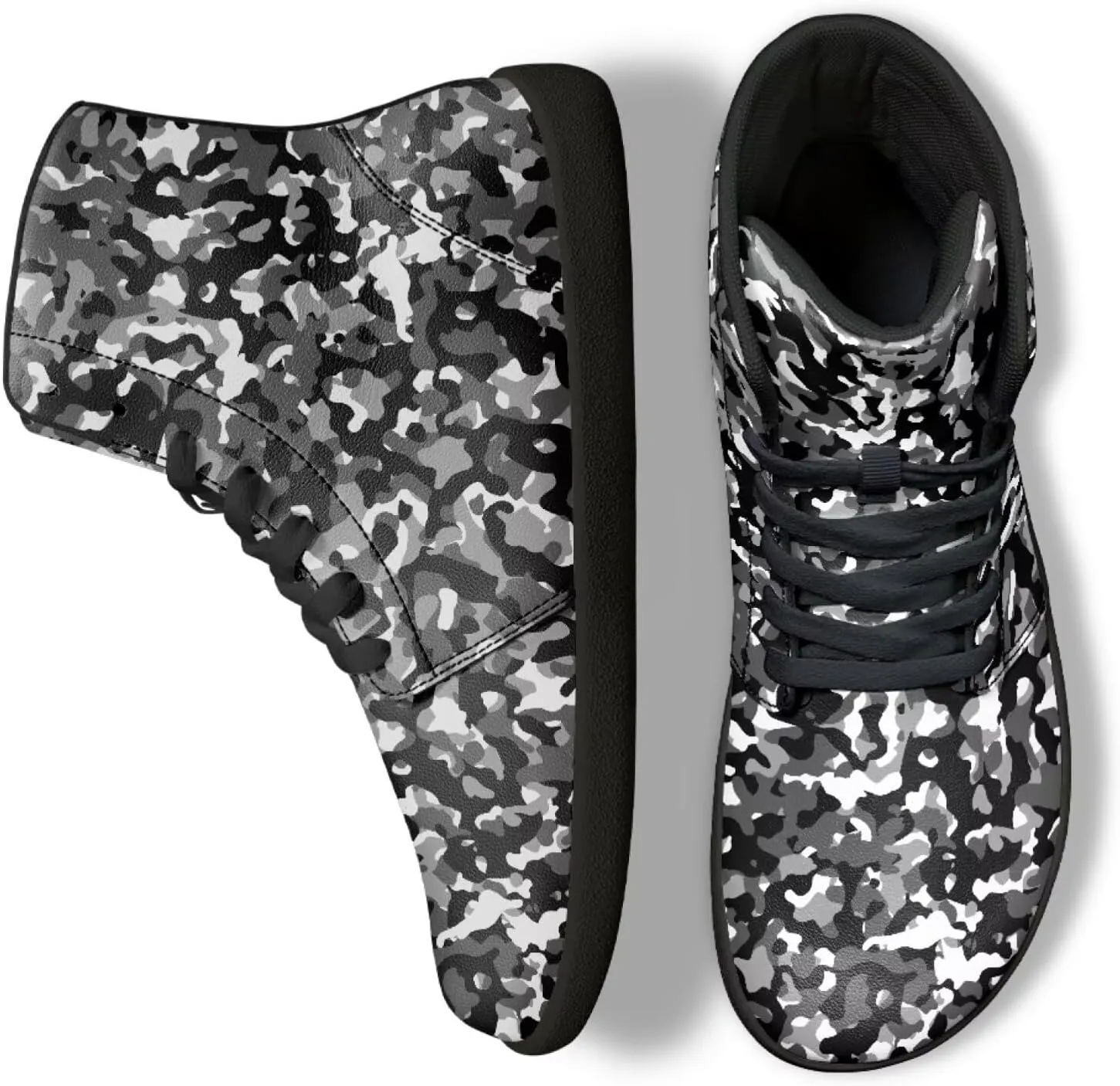 High Top Camo Design Barefoot Shoes for Men - Grounded Footwear, Barefoot Boots, Zero Drop Running Shoes