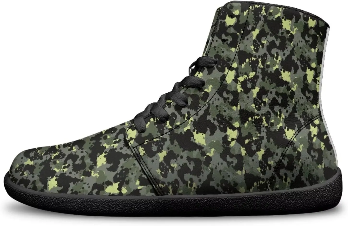 High Top Camo Design Barefoot Shoes for Men - Grounded Footwear, Barefoot Boots, Zero Drop Running Shoes