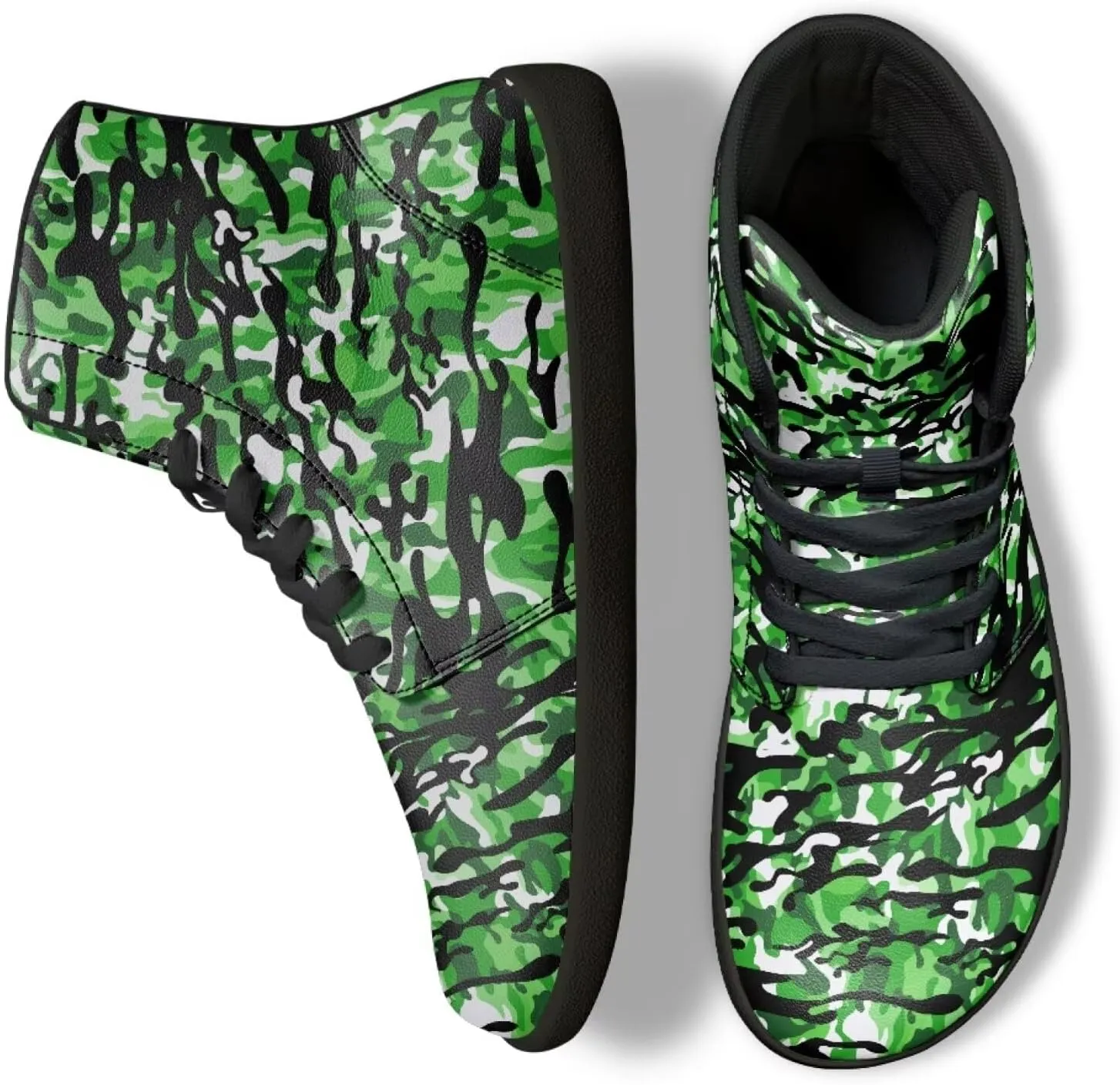 High Top Camo Design Barefoot Shoes for Men - Grounded Footwear, Barefoot Boots, Zero Drop Running Shoes