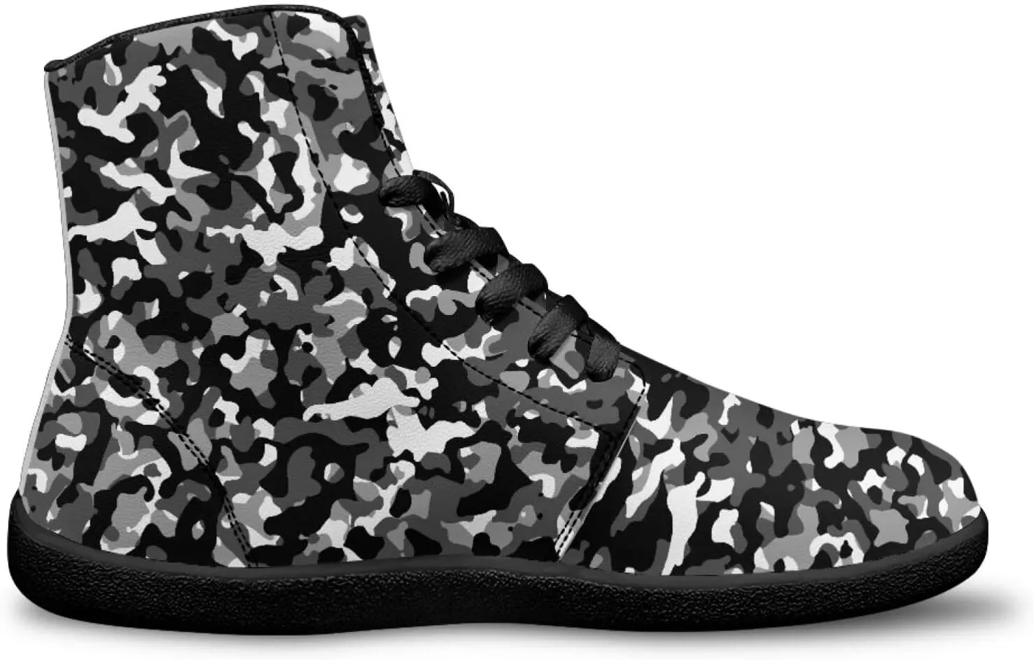 High Top Camo Design Barefoot Shoes for Men - Grounded Footwear, Barefoot Boots, Zero Drop Running Shoes