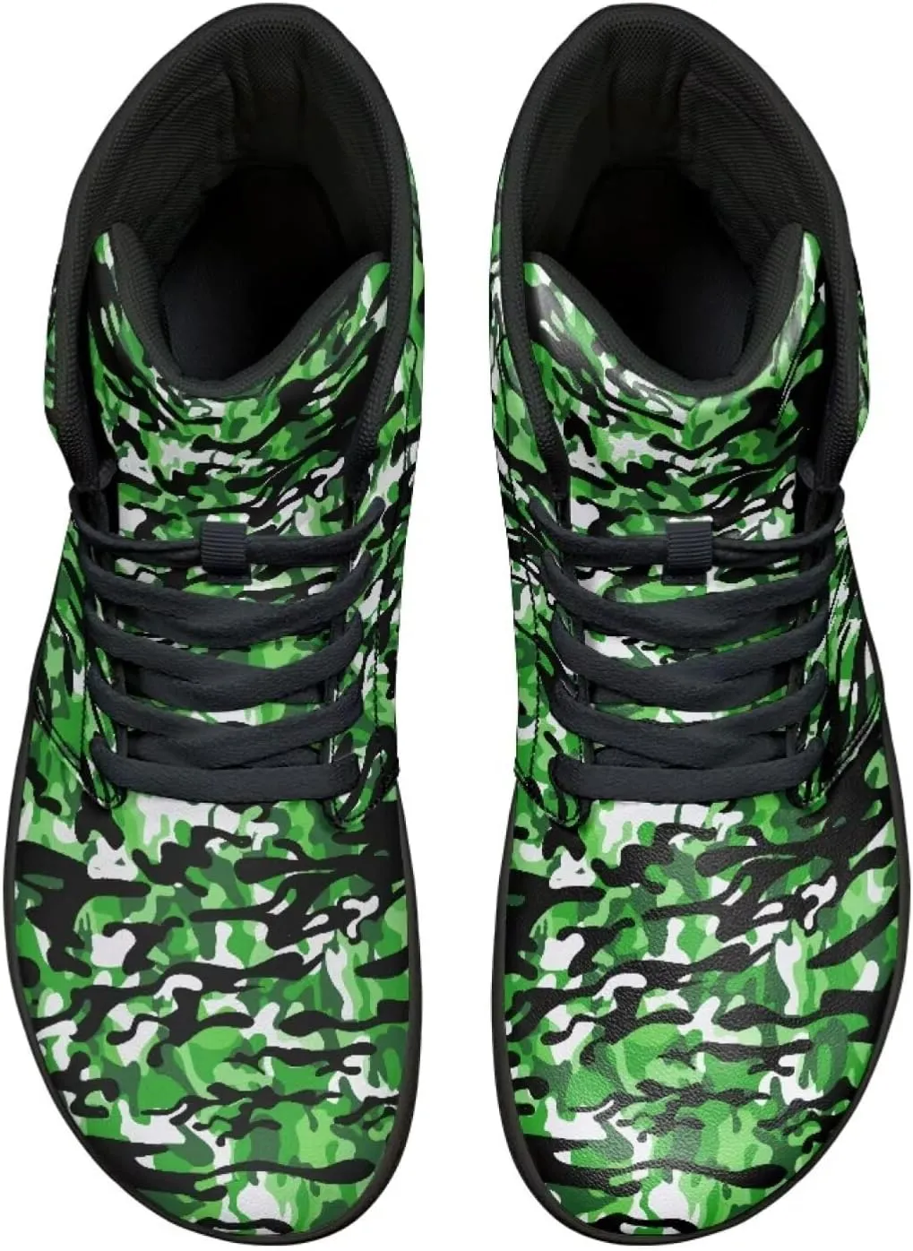 High Top Camo Design Barefoot Shoes for Men - Grounded Footwear, Barefoot Boots, Zero Drop Running Shoes