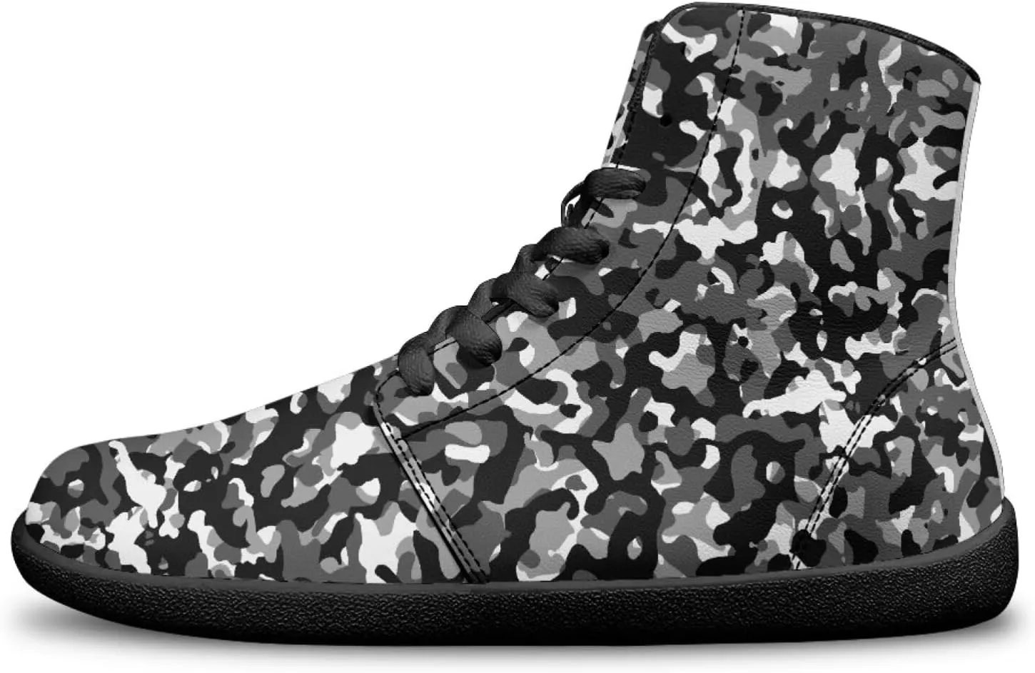 High Top Camo Design Barefoot Shoes for Men - Grounded Footwear, Barefoot Boots, Zero Drop Running Shoes