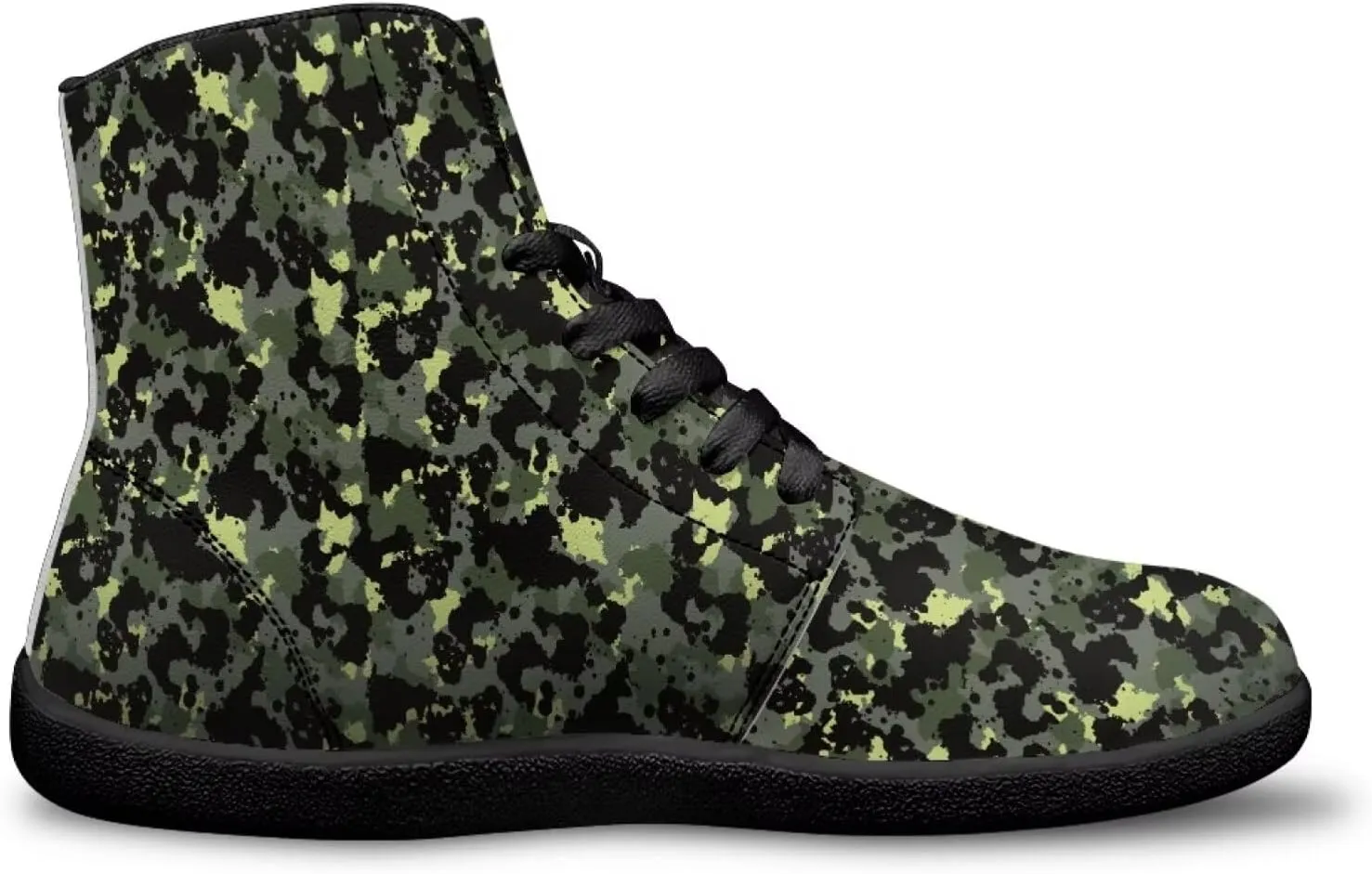 High Top Camo Design Barefoot Shoes for Men - Grounded Footwear, Barefoot Boots, Zero Drop Running Shoes