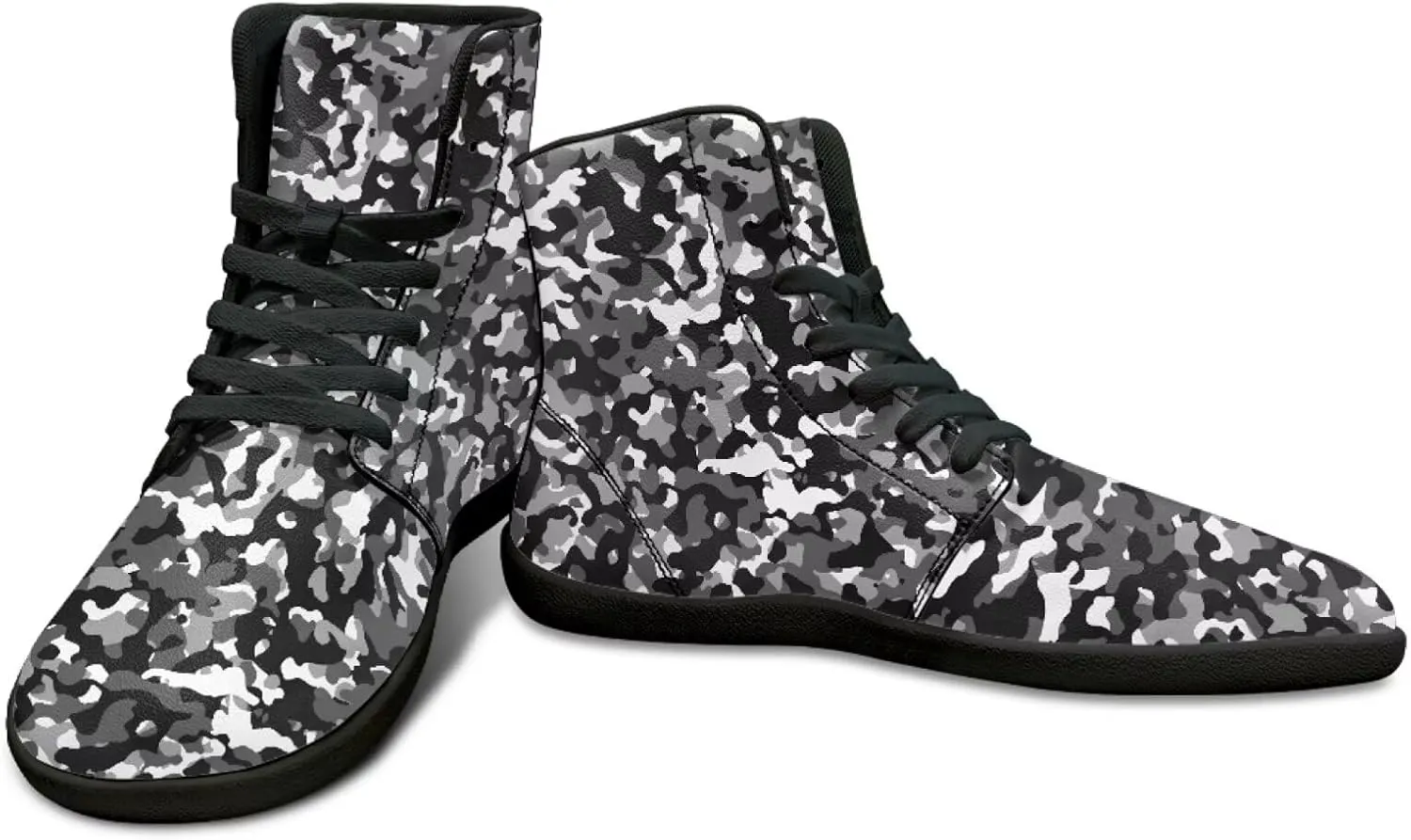 High Top Camo Design Barefoot Shoes for Men - Grounded Footwear, Barefoot Boots, Zero Drop Running Shoes