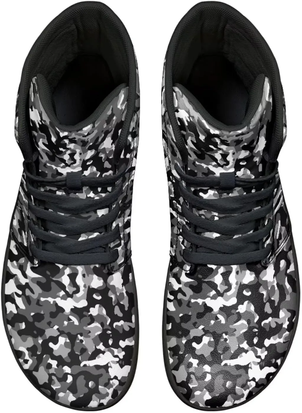 High Top Camo Design Barefoot Shoes for Men - Grounded Footwear, Barefoot Boots, Zero Drop Running Shoes