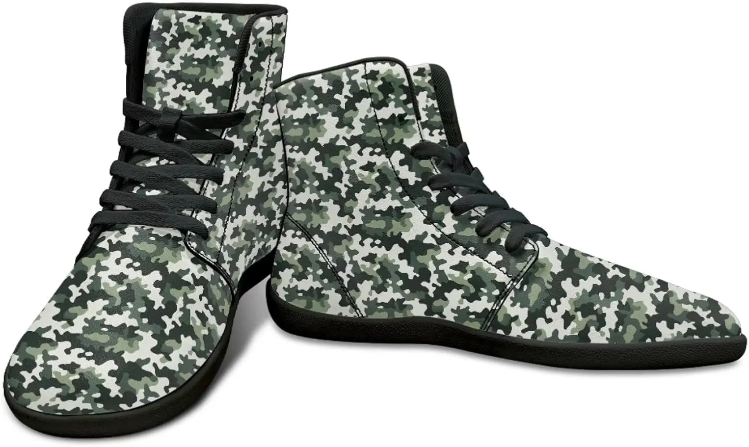 High Top Camo Design Barefoot Shoes for Men - Grounded Footwear, Barefoot Boots, Zero Drop Running Shoes