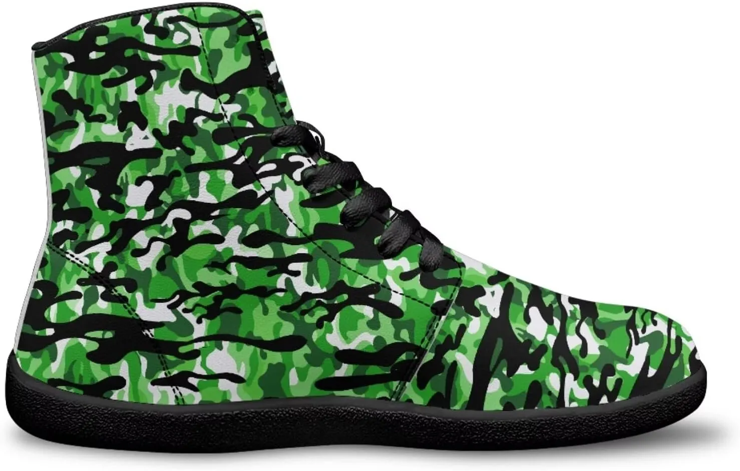 High Top Camo Design Barefoot Shoes for Men - Grounded Footwear, Barefoot Boots, Zero Drop Running Shoes