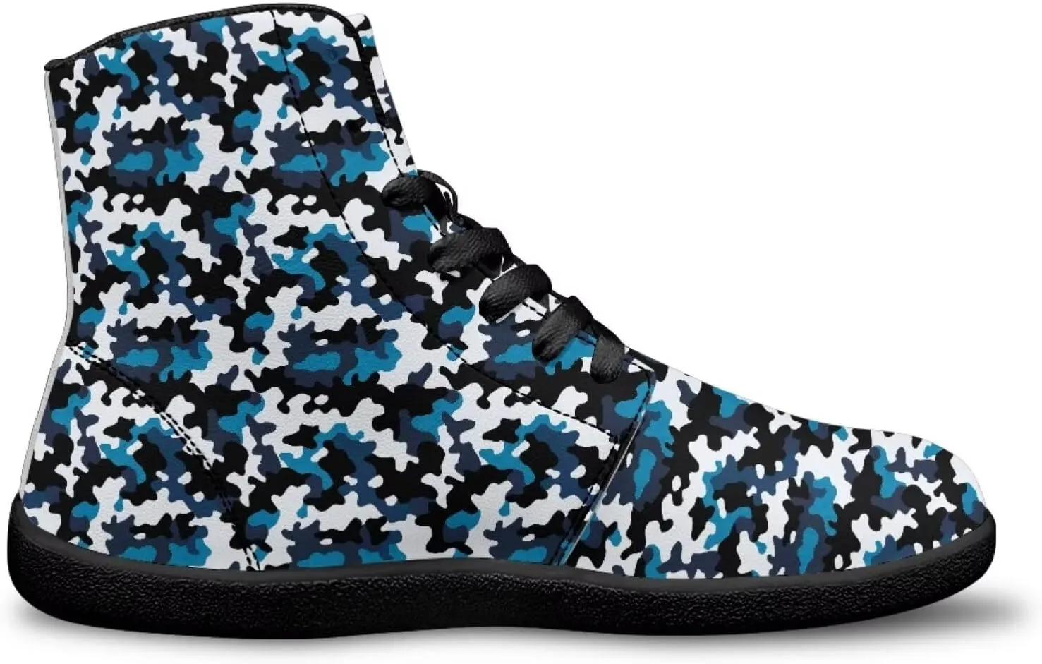 High Top Camo Design Barefoot Shoes for Men - Grounded Footwear, Barefoot Boots, Zero Drop Running Shoes