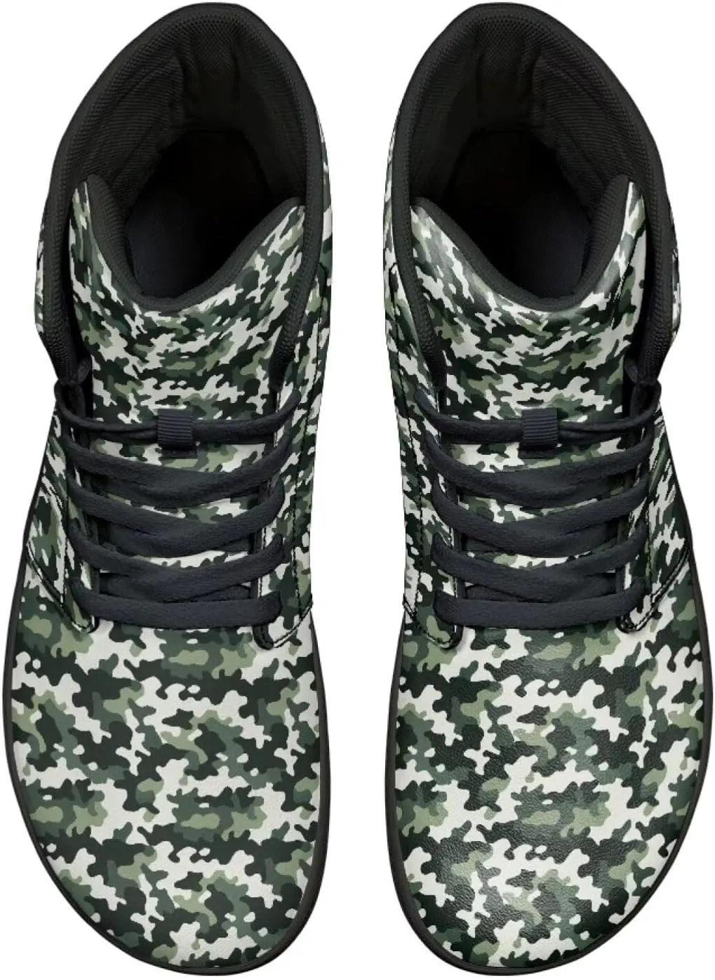 High Top Camo Design Barefoot Shoes for Men - Grounded Footwear, Barefoot Boots, Zero Drop Running Shoes