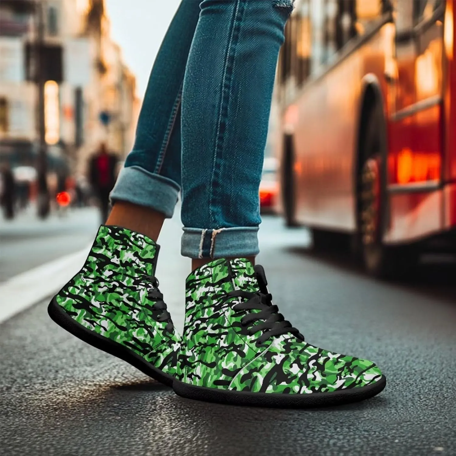 High Top Camo Design Barefoot Shoes for Men - Grounded Footwear, Barefoot Boots, Zero Drop Running Shoes