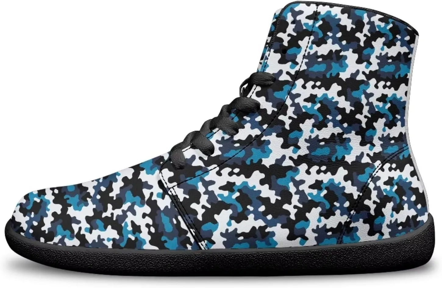 High Top Camo Design Barefoot Shoes for Men - Grounded Footwear, Barefoot Boots, Zero Drop Running Shoes