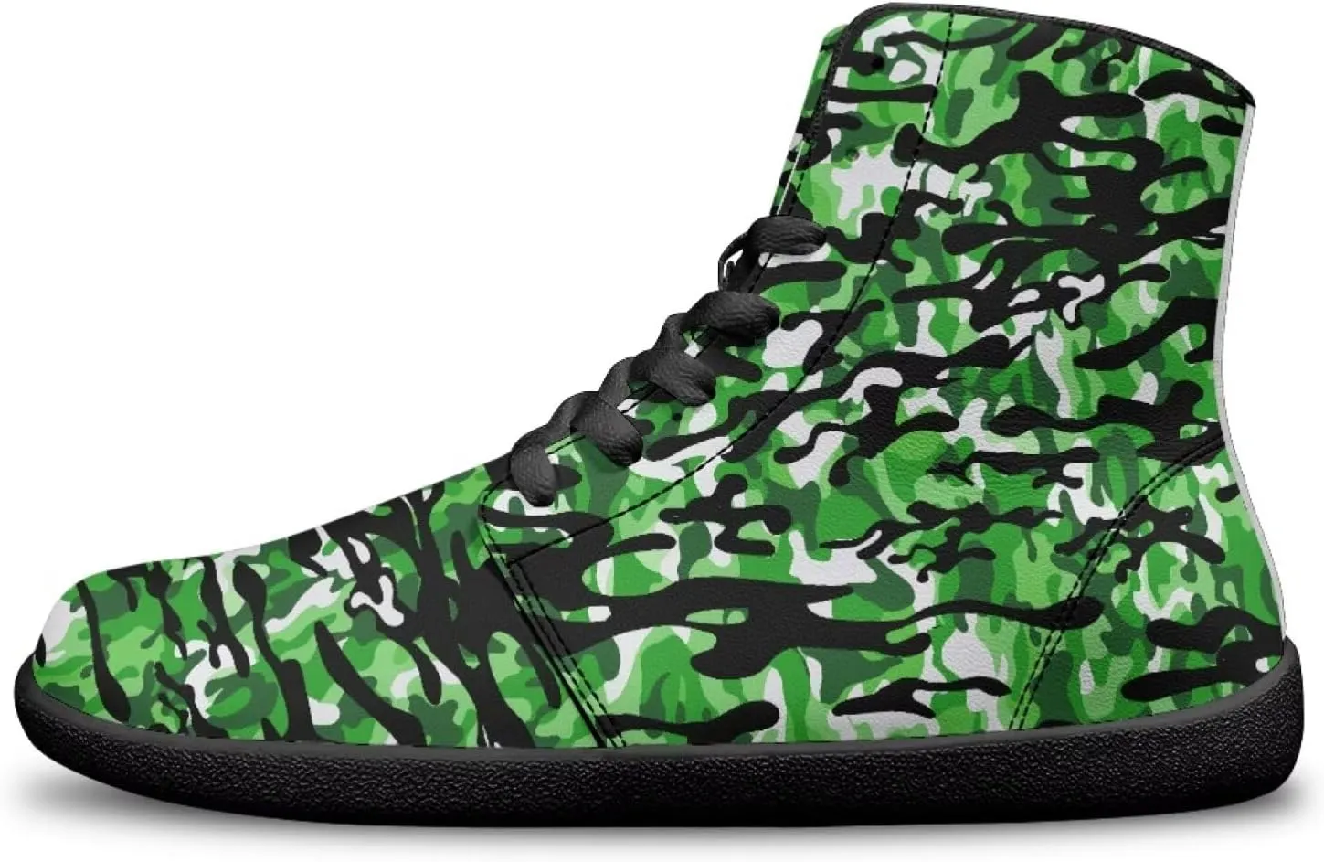 High Top Camo Design Barefoot Shoes for Men - Grounded Footwear, Barefoot Boots, Zero Drop Running Shoes