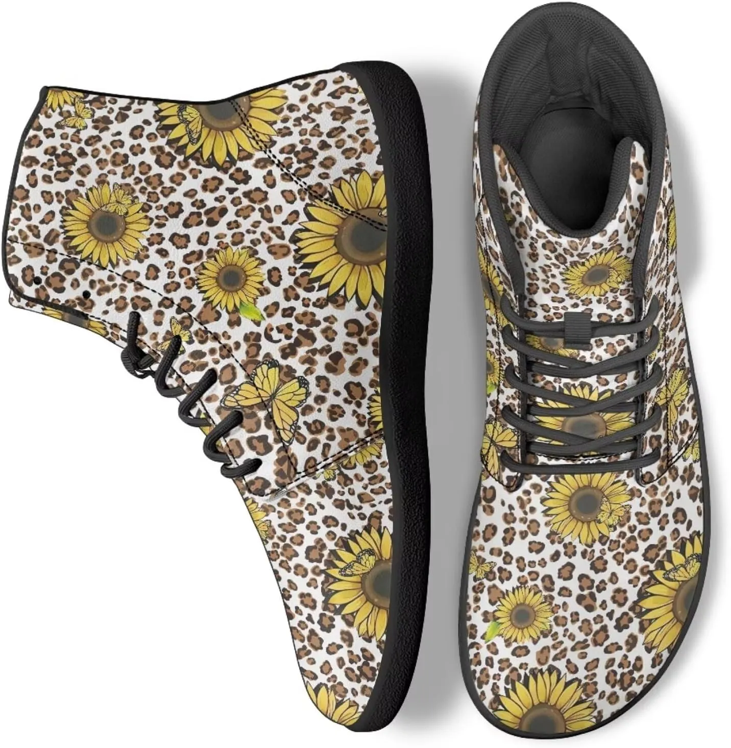 High Top Flower Pattern Zero-Drop Barefoot Shoes for Men Women Lightweight Minimalist Shoes for Running and Hiking Activities